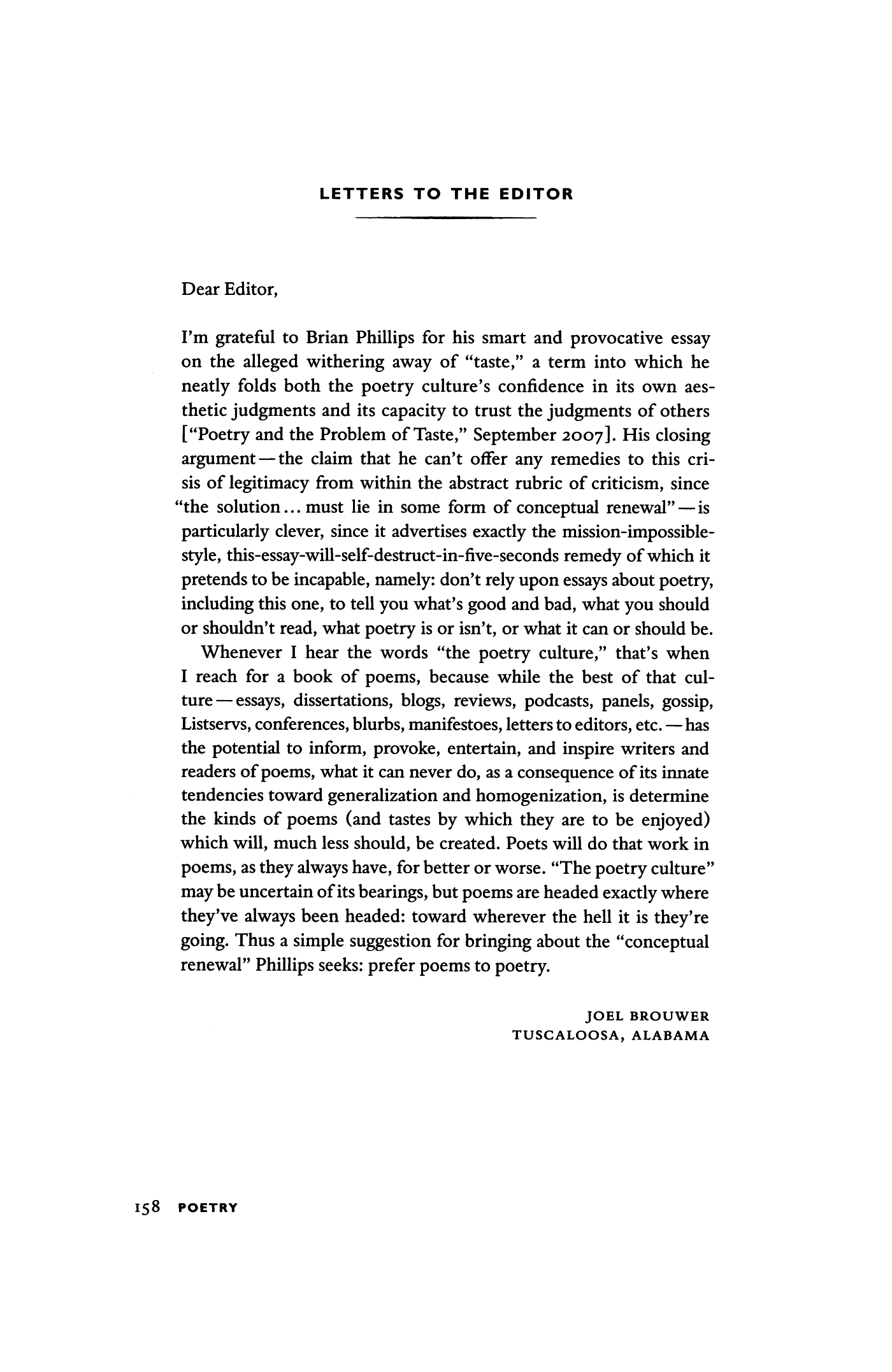 Letter to the Editor