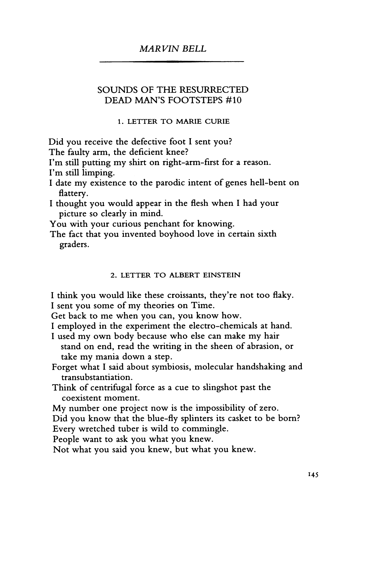 Sounds of the Resurrected Dead Man's Footsteps #10 (Letter to Marie Curie/Letter to Albert Einstein)