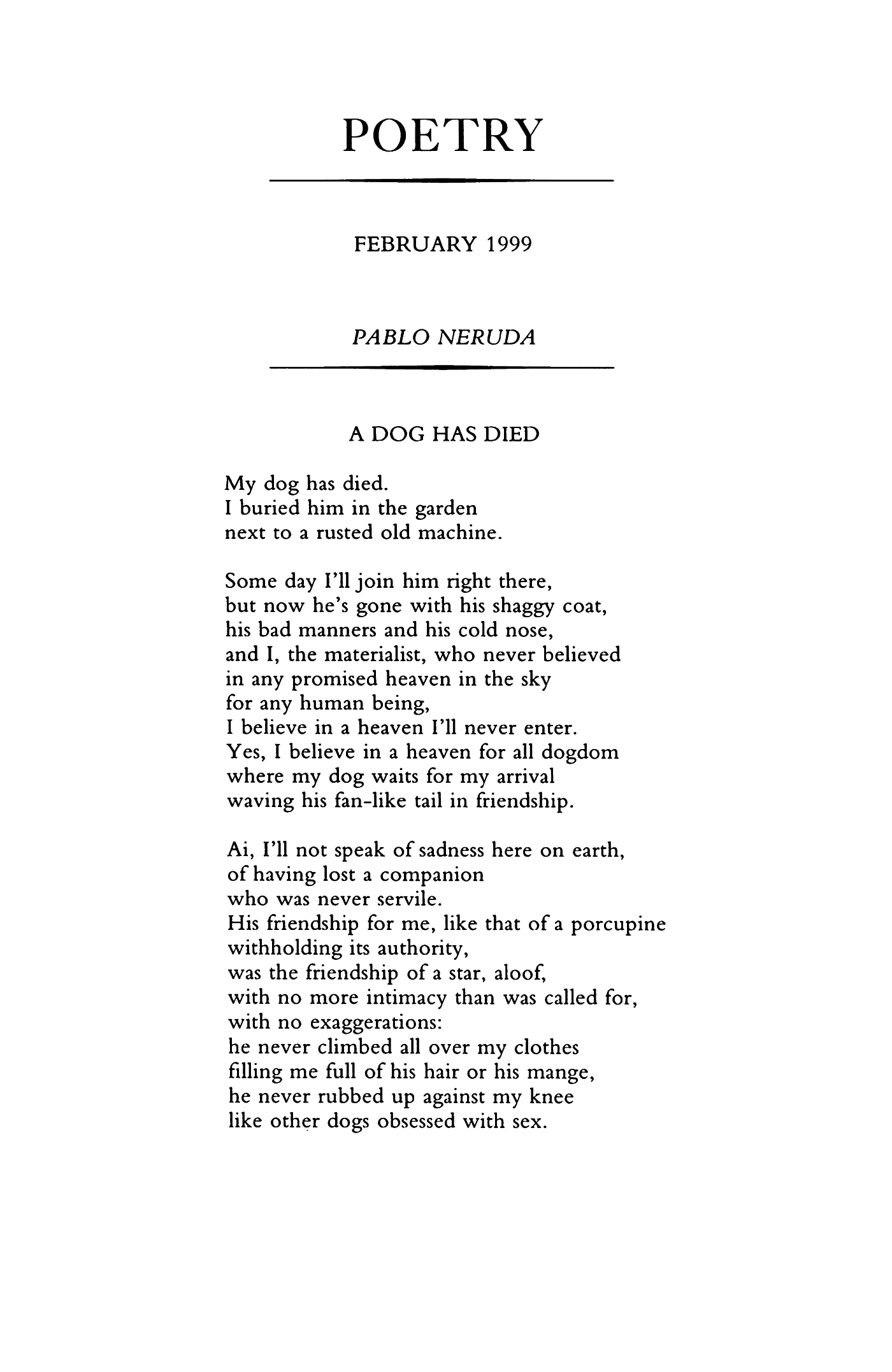 dog death poems