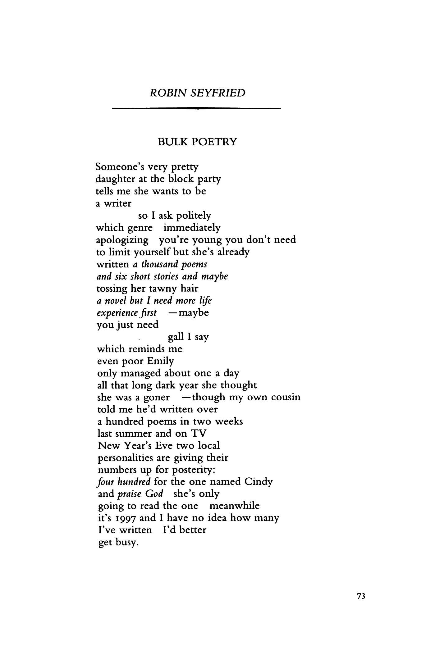 BULK POETRY