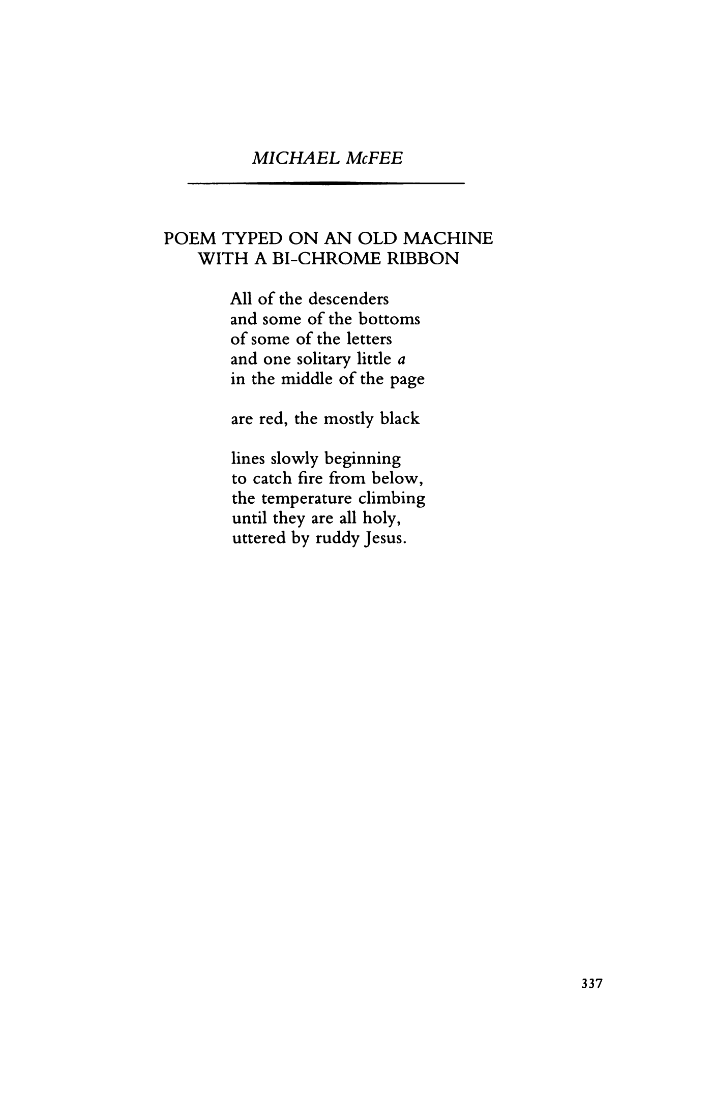 POEM TYPED ON AN OLD MACHINE WITH A BI-CHROME RIBBON