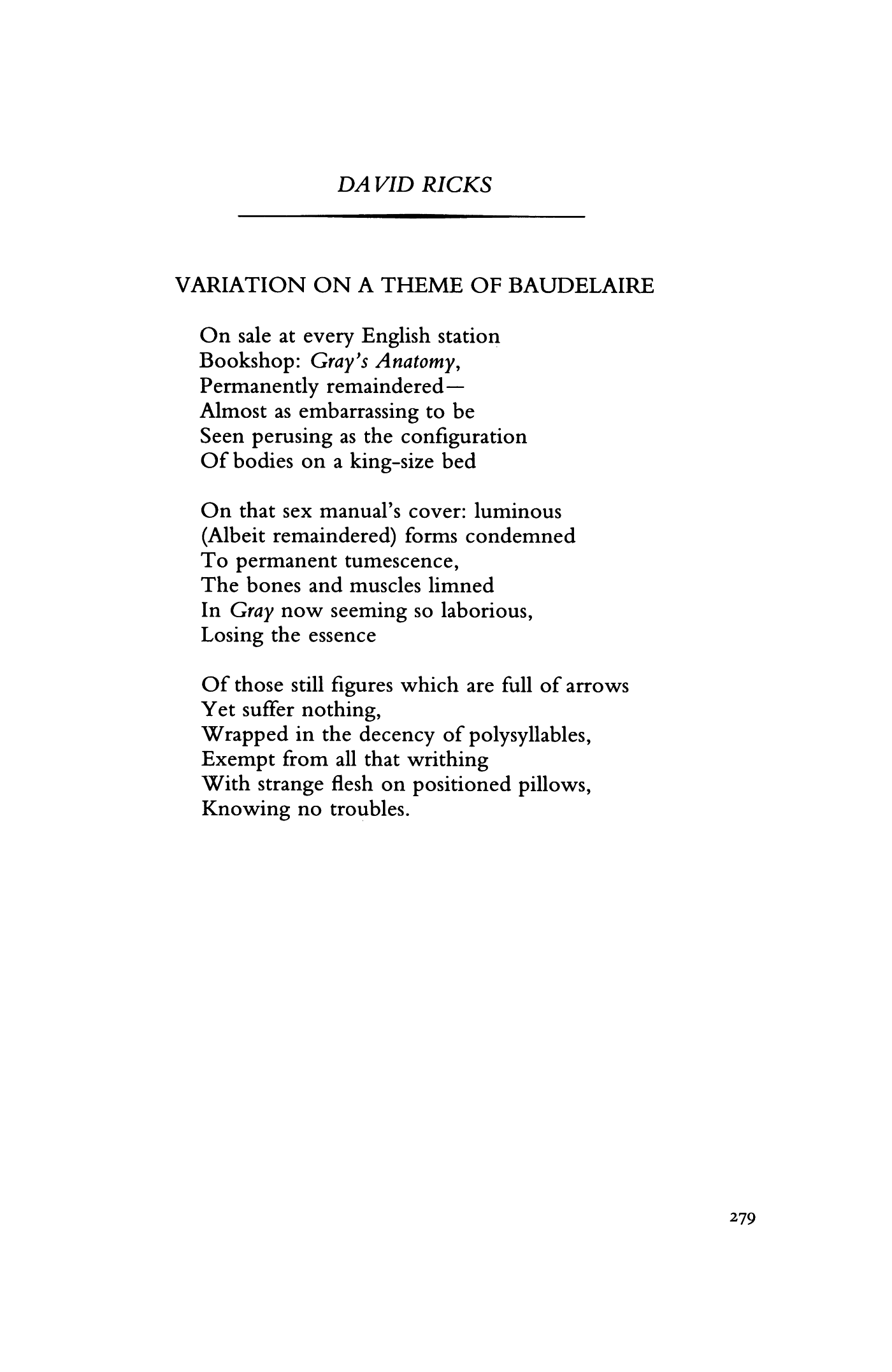 Variation on a Theme of Baudelaire